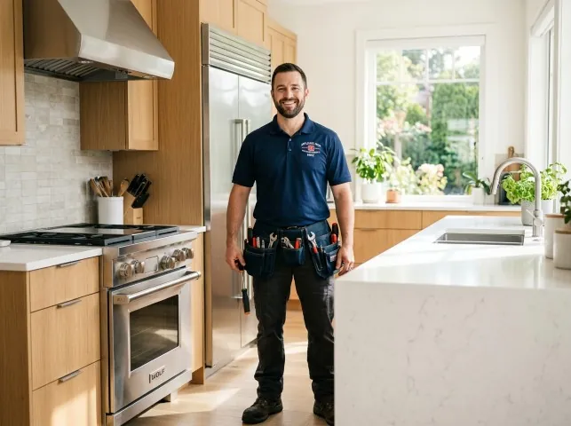 Appliance Repair Hero technician in a Brighton, MI kitchen after an appliance repair
